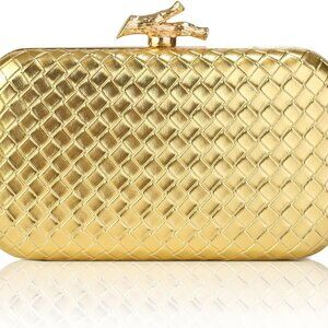 Woven Clutch Purse Women Leather Bag Elegant Evening Wedding Party
